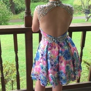Rainbow Floral Homecoming Dress